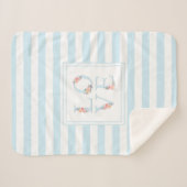 ラブイン開花パステルフローラストライプパターン シェルパブランケット (正面(横))