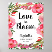 ラブイン開花ピンクフラワーズブライダルシャワー ポスター (正面)