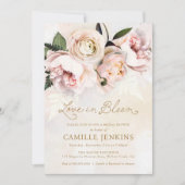 ラブイン開花ピンクフローラブライダルシャワー招待 招待状 (正面)