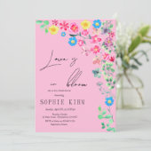 ラブイン開花ピンクフローラブライダルシャワー 招待状 (スタンド正面)