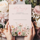 ラブイン開花ピンクワイルドフラワーガーデンブライダルシャワー 招待状