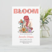 ラブイン開花ピンクワイルドフラワーフローラブライダルシャワー 招待状 (スタンド正面)