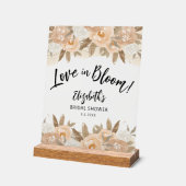 ラブイン開花ピーチフラワーズブライダルシャワー アクリルサイン (傾斜)