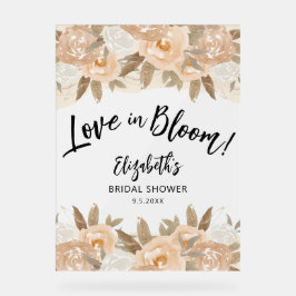 ラブイン開花ピーチフラワーズブライダルシャワー アクリルサイン