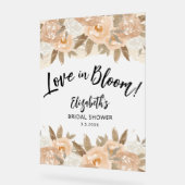 ラブイン開花ピーチフラワーズブライダルシャワー アクリルサイン (傾斜)