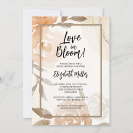ラブイン開花ピーチフローラブライダルシャワー 招待状