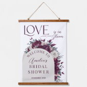 ラブイン開花フラワーズバーガンディークリームブライダルシャワー 吊り下げ型タペストリー (正面)