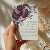 ラブイン開花フラワーズバーガンディークリームブライダルシャワー 招待状