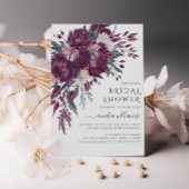 ラブイン開花フラワーズバーガンディークリームブライダルシャワー 招待状