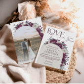 ラブイン開花フラワーズバーガンディークリームブライダルシャワー 招待状