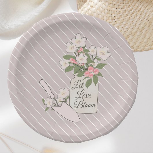 ラブイン開花フラワーブロッサムブライダルシャワー ペーパープレート