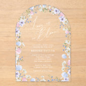 ラブイン開花フローラピンクパープルブライダルシャワー アクリル招待状 (正面)