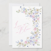 ラブイン開花フローラピンクパープルブライダルシャワー 招待状 (正面)