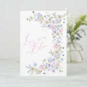 ラブイン開花フローラピンクパープルブライダルシャワー 招待状 (スタンド正面)