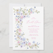 ラブイン開花フローラピンクパープルブライダルシャワー 招待状 (裏面)