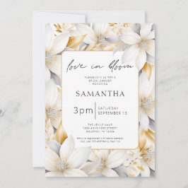 ラブイン開花フローラ縁どブライダルシャワー 招待状