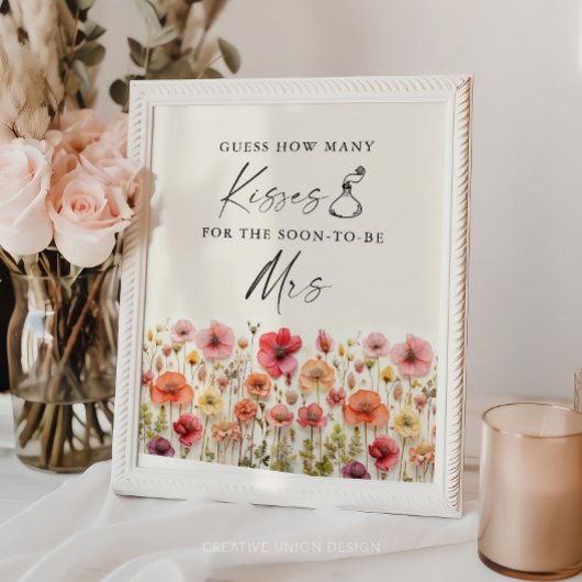 ラブイン開花ブライダルシャワーキスゲームサイン ポスター