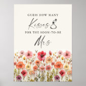 ラブイン開花ブライダルシャワーキスゲームサイン ポスター (正面)