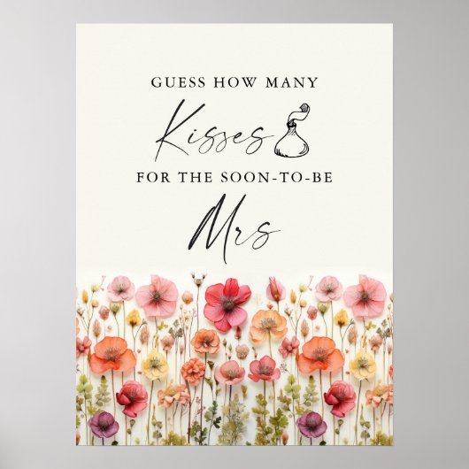 ラブイン開花ブライダルシャワーキスゲームサイン ポスター (正面)