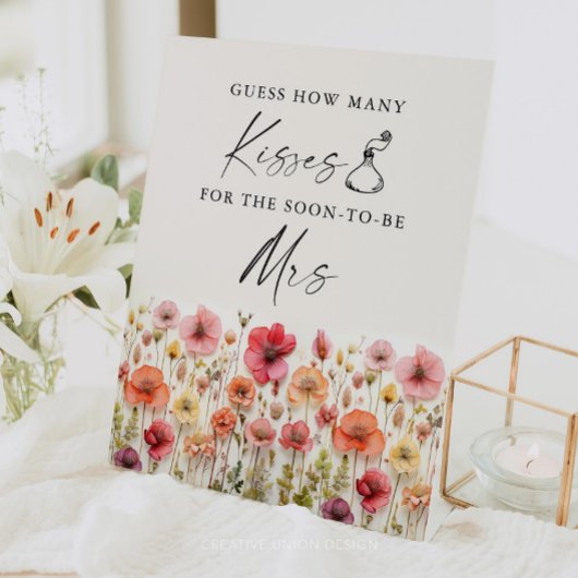 ラブイン開花ブライダルシャワーキスゲームサイン 台座サイン