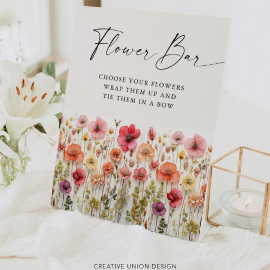 ラブイン開花ブライダルシャワーフラワーバー標識 台座サイン