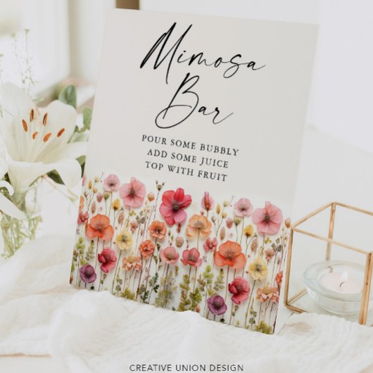 ラブイン開花ブライダルシャワーミモサバー標識 台座サイン