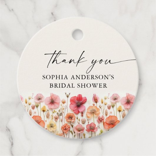 ラブイン開花ブライダルシャワーラウンドメッセージカード フェイバータグ (正面)