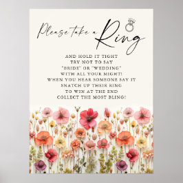 ラブイン開花ブライダルシャワーリングや輪ゲームサイン ポスター