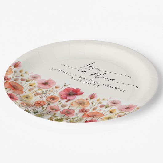 ラブイン開花ブライダルシャワー紙プレート ペーパープレート (アングル)