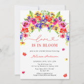 ラブイン開花ブライトカラフルフローラブライダルシャワー 招待状 (正面)