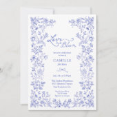 ラブイン開花ブルーフローラブライダルシャワー招待 招待状 (正面)