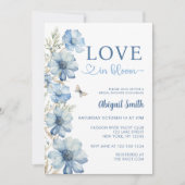 ラブイン開花ブルーフローラブライダルシャワー 招待状 (正面)