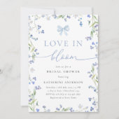 ラブイン開花ブルーワイルドフラワーブライダルシャワー 招待状 (正面)