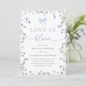 ラブイン開花ブルーワイルドフラワーブライダルシャワー 招待状 (スタンド正面)