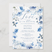 ラブイン開花ブルーワイルドフラワーボホブライダルシャワー 招待状 (正面)