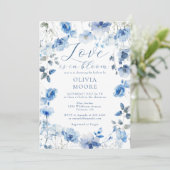 ラブイン開花ブルーワイルドフラワーボホブライダルシャワー 招待状 (スタンド正面)