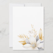 ラブイン開花ホワイト金ゴールド花模様ブライダルシャワー 招待状 (裏面)