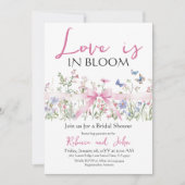 ラブイン開花ボウワイルドフラワーフローラブライダルシャワー 招待状 (正面)