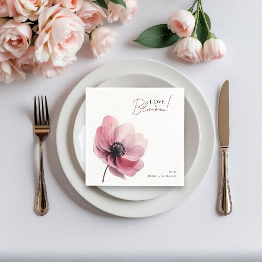 ラブイン開花ミニマルブライダルシャワー紙ナプキン スタンダードカクテルナプキン