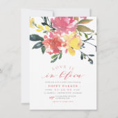 ラブイン開花モダン春フローラブライダルシャワー 招待状 (正面)