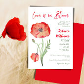 ラブイン開花レッドウォーター色フローラブライダルシャワー 招待状