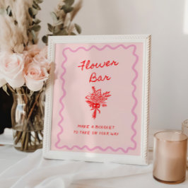 ラブイン開花レッドピンクフラワーバー ポスター