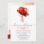 ラブイン開花レッドフローラブライダルシャワー招待 招待状 (正面/裏面)