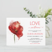ラブイン開花レッドフローラブライダルシャワー招待 招待状 (スタンド正面)