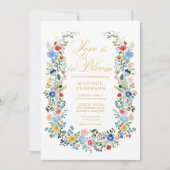 ラブイン開花ワイルドフラワーズゴールデンブライダルシャワー 招待状 (正面)