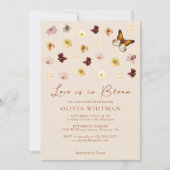ラブイン開花ワイルドフラワーバタフライブライダルシャワー 招待状 (正面)