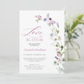 ラブイン開花ワイルドフラワーフローラブライダルシャワー 招待状 (スタンド正面)