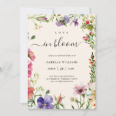 ラブイン開花ワイルドフラワーフローラブライダルシャワー 招待状 (正面)