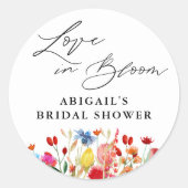 ラブイン開花ワイルドフラワーブライダルシャワーの好意 ラウンドシール (正面)