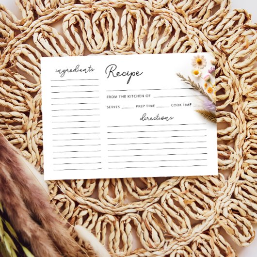 ラブイン開花ワイルドフラワーブライダルシャワーレシピカード